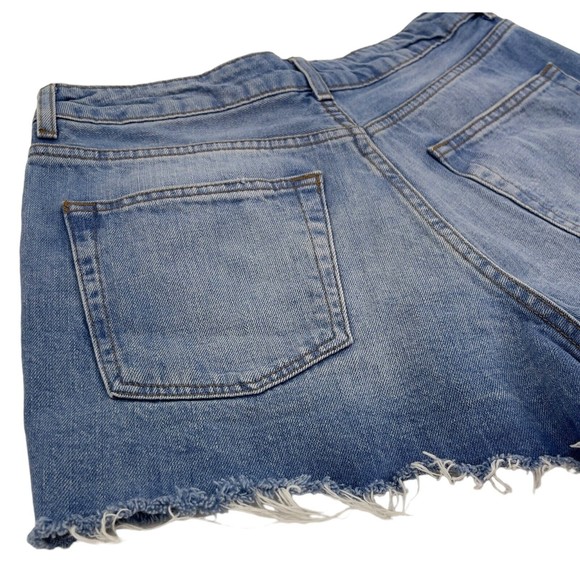 Topshop Moto Womens Cut Off Ripped High Rise Denim Blue Jean Mom Shorts Size 6 - Picture 7 of 9